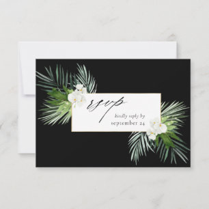 Palm Tropical & Floral Blanca con Carne RSVP Tarje