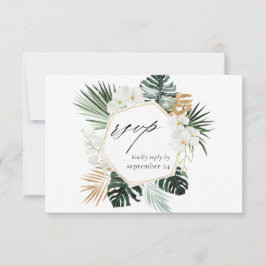 Palm Tropical & Floral blanca con Carne RSVP Tarje