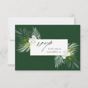 Palm Tropical & Floral blanca con Carne RSVP Tarje