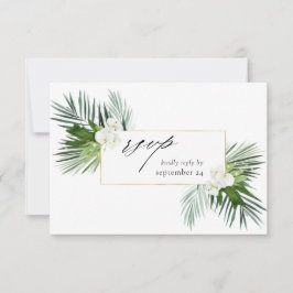Palm Tropical & Floral blanca con Carne RSVP Tarje