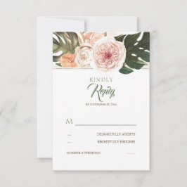 Palm Tropical Floral Leaves Boda RSVP