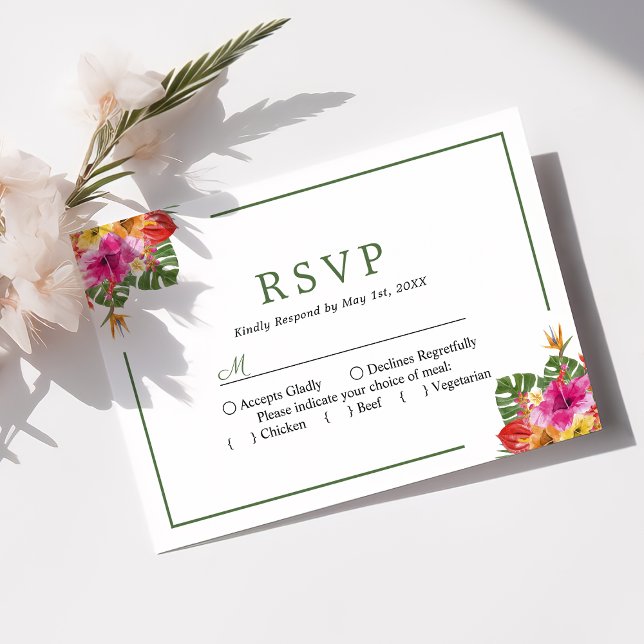 Palm Tropical Hibiscus Floral hojas Boda RSVP (Subido por el creador)