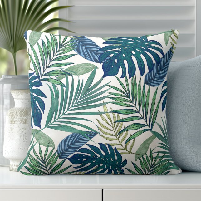 Palm tropical moderna deja Cojín decorativo (Coastal Elegance Redefined: Explore Totally Coast's Exclusive Pillow Designs)