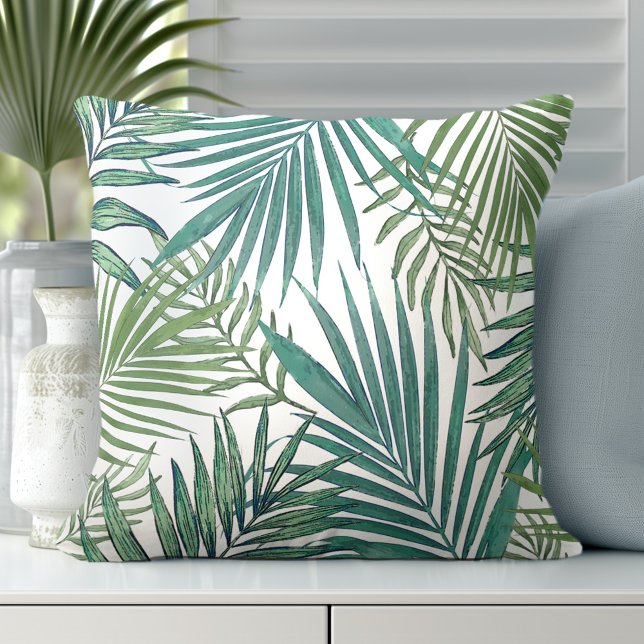 Palm tropical moderna deja Cojín decorativo (Discover our Elegant Coastal Throw Pillows from Totally Coast)