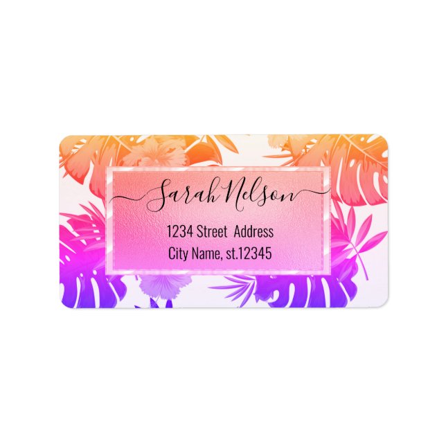 Palm tropical moderna, etiqueta hibiscus (Frente)