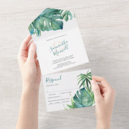 Palm Tropical Moderno Todo En Una Invitación De Bo