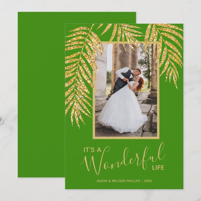 Palm Tropical Navidades Foto Tarjeta de vacaciones (Anverso / Reverso)