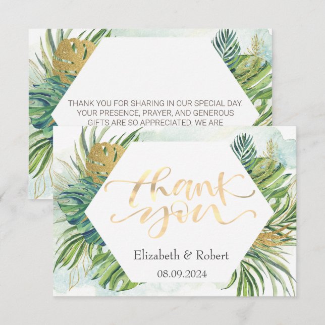 Palm Tropical Sale Boda Verano Gracias Tarjeta (Anverso / Reverso)