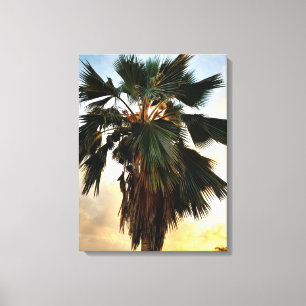 Palm Tropical Sunset - Impresión de lienzo estirad