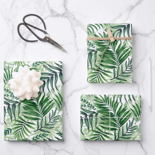 Palm Tropical Verde y hojas de Monstera (Anverso)