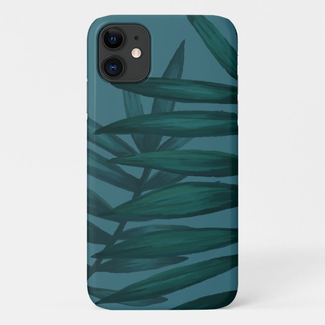 Palm Verde azulada Apple iPhone deja Funda (Reverso)