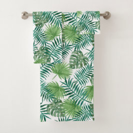 Palm verde brillante tropical hojas toalla de baño