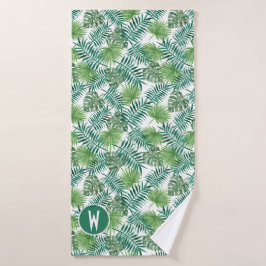 Palm verde brillante tropical hojas toalla de baño