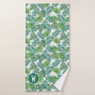Palm verde brillante tropical hojas toalla de baño
