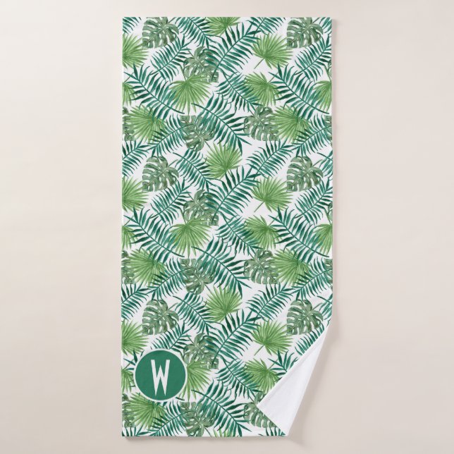 Palm verde brillante tropical hojas toalla de baño (Toalla de baño)