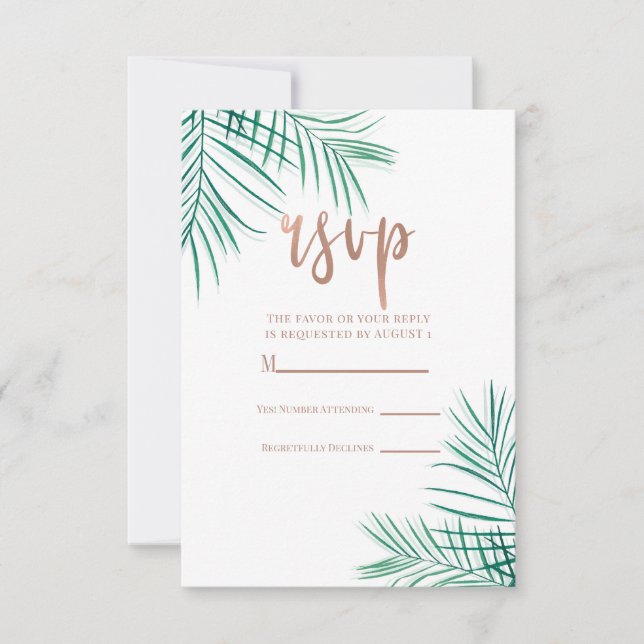 Palm Verde deja respuesta Tropical Elegante RSVP (Anverso)