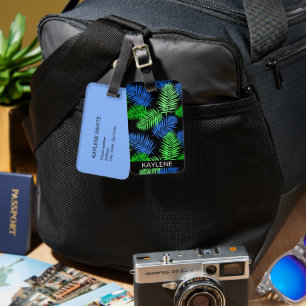 Palm verde y azul deja etiqueta de equipaje