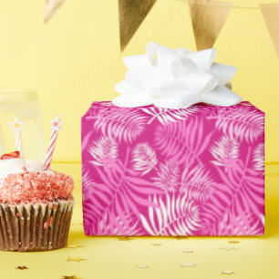 Palma Blanca sobre Papel de Regalo Rosa