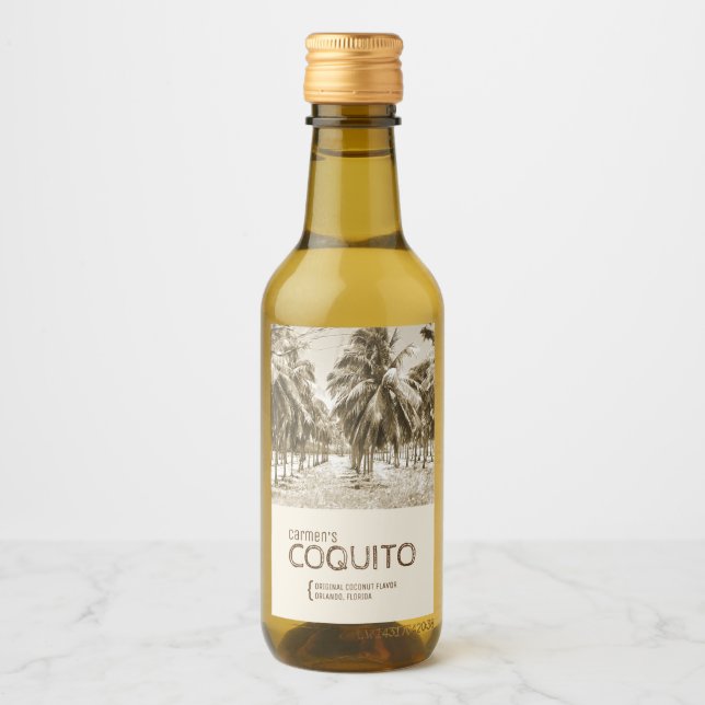 Palma de coco tropical para etiqueta de vino Coqui (Anverso)