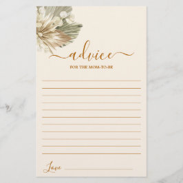 Palmas secas Consejo de Lunaria para la tarjeta de