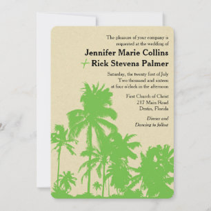 Palmas verdes tropicales - Invitación a la boda