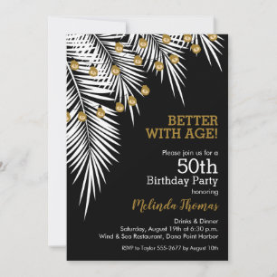 Palmas y luces Negro y Oro 50 cumpleaños