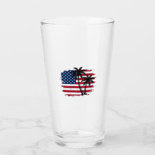 Palmera Bandera Americana Patriótica Arte Vectoria