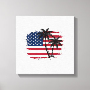 Palmera Bandera Americana Patriótico Playa Arte Ve