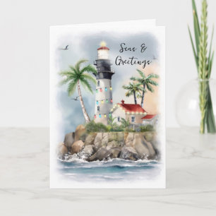 Palmera de faro marino Navidad costera