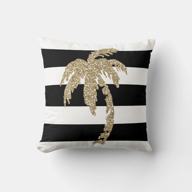 Palmera de oro en la almohada negra y blanca de (Anverso)