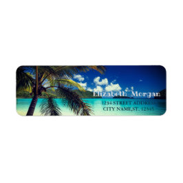Palmera de Playa Tropical Etiqueta