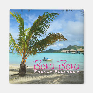 Palmera en el imán del texto de Bora Bora