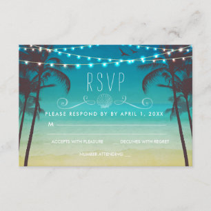 Palmera tropical de la tarjeta de RSVP de la boda