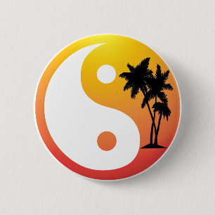 Palmeras al atardecer botón Yin Yang