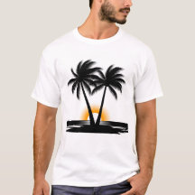 Palmeras al Atardecer | Camiseta de Playa Tropical