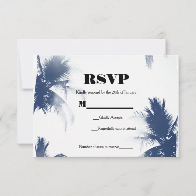 Palmeras Blanco Glamour Chic Moderno Tropical RSVP (Anverso)