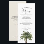 Palmeras Dusty | Menú de eventos de Boda costero<br><div class="desc">Menús de comida personalizados para su próximo evento marítimo. Cuenta con un ilustracion acuarela de un centro de palmeras polvorientas bajo el texto de su personalizado.</div>