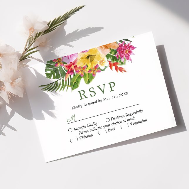 Palmeras Florales Tropicales Hibiscus Wedding RSVP (Subido por el creador)