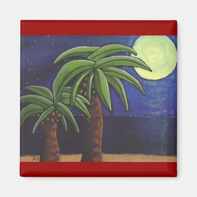 Palmeras junto al mar - imán (Frente)