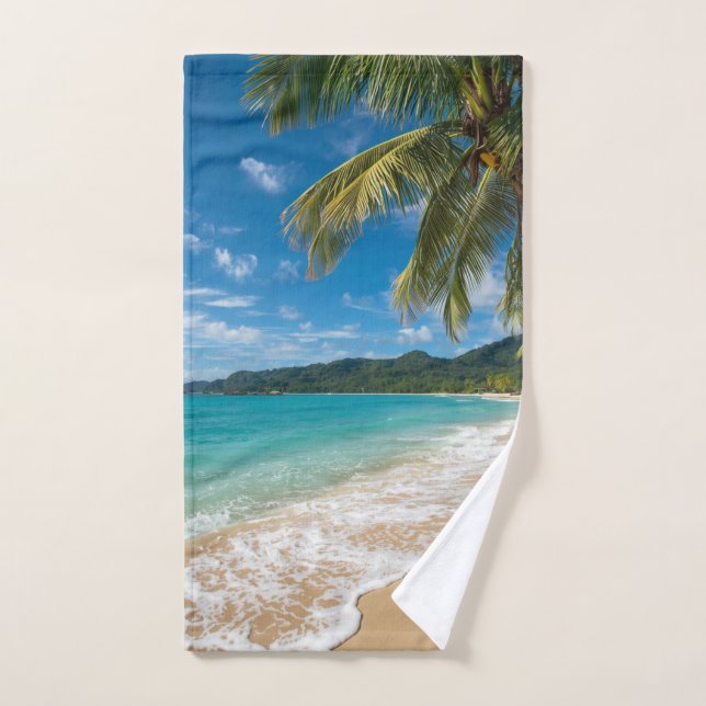 Palmeras Playa Tropical Océano (Toalla de mano)