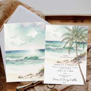 palmeras tropical playa invitación a bodas