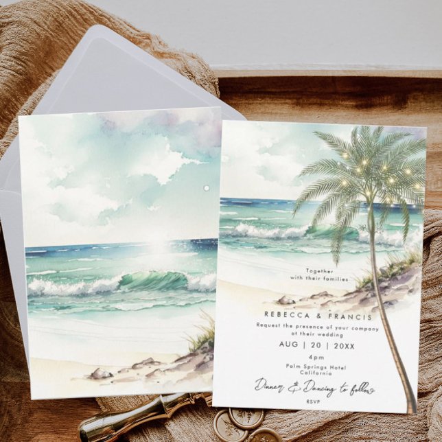 palmeras tropical playa invitación a bodas (Subido por el creador)