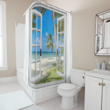 Palmeras Tropicales Cortina de Ducha Oceánica Beac