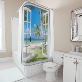 Palmeras Tropicales Cortina de Ducha Oceánica Beac