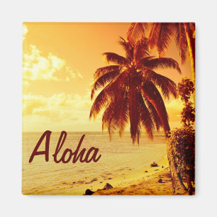 Palmeras tropicales en el imán de la hawaiana de