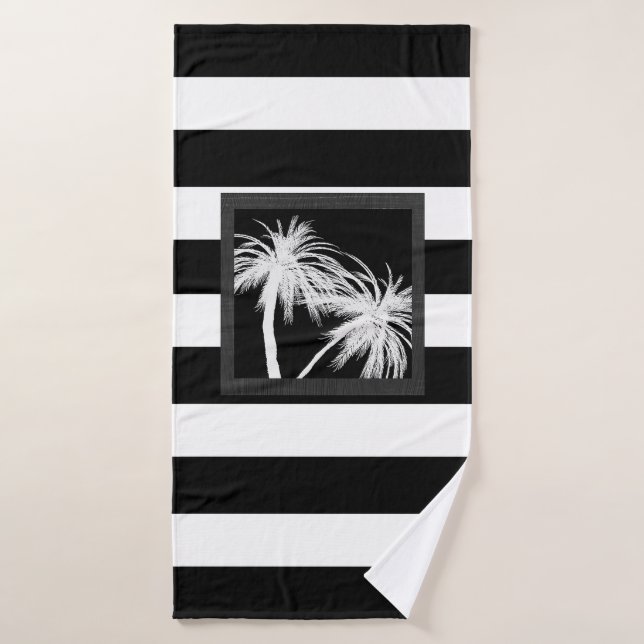 Palmeras Tropicales Negras y Blancas Chic Moderno (Toalla de baño)