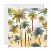 Palmeras Tropicales | Tarjeta de Acuarela de Playa