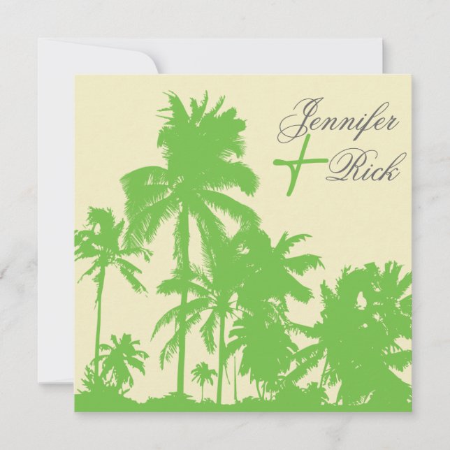 Palmeras verdes tropicales - invitación a la boda (Anverso)