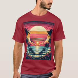 Palmeras y camiseta de la puesta del sol