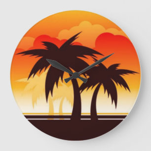 Palmeras y nubes solares - Reloj de pared